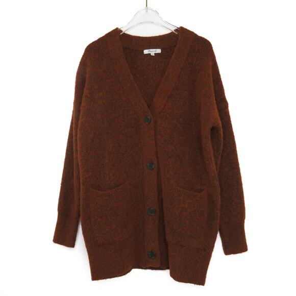Madewell Cowen Cardigan Sweater Oversized Knit in Burnt Orange Extra Small - Picture 6 of 13